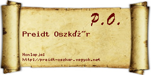 Preidt Oszkár névjegykártya